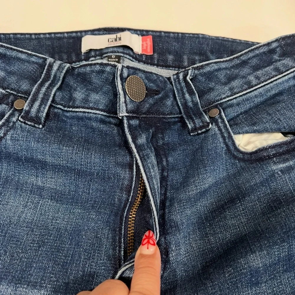 CAbi Womens Jeans Tuxedo High Rise Straight Leg Stretch Denim Blue Size 6-FLAWED